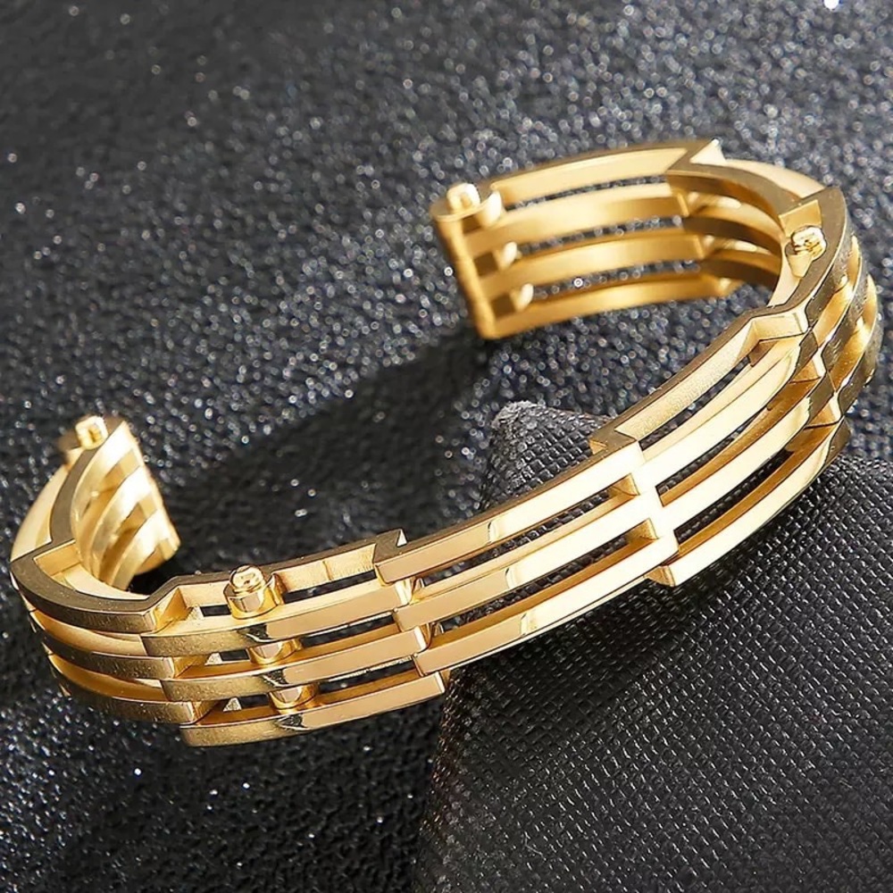 12mm Stainless Steel Open Bangle Bracelet - Picture 1 of 3